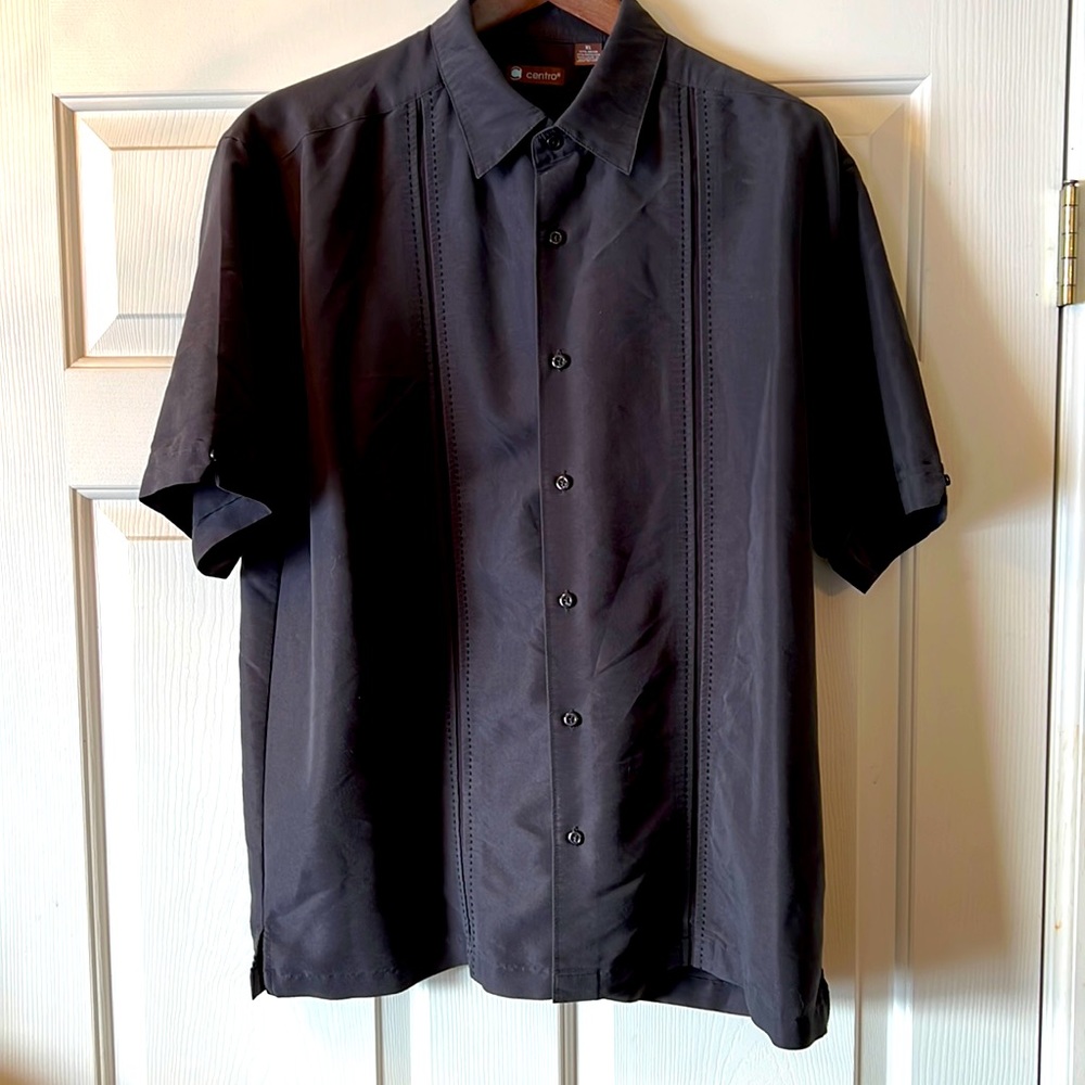 Centro CL button up short sleeve shirt black
